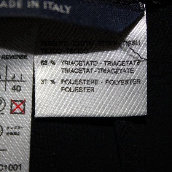 'S MaxMara Sz 6 Black Leather Trim Faux Wrap Triacetate Lined Polyester Skirt - Picture 8 of 16